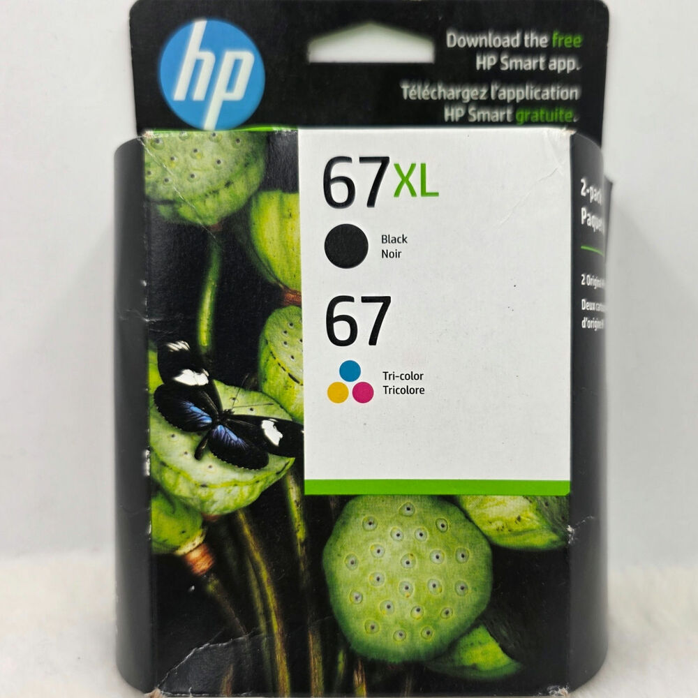 HP Inkjet Printer Ink Combo Pack 67XL Black & 67 Tri-Color Original Ink